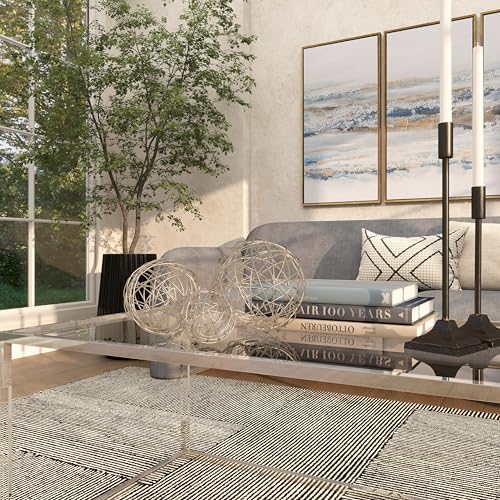 Deco 79 Metal Geometric Decorative Sculpture Home Decor Statues, Set of 3 Accent Figurines 8", 6", 4"D, Silver