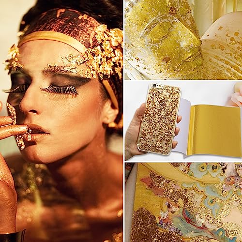 400 Pcs Imitation Rose Silver Gold Leaf Sheets for Resin, Gold Foils Sheets Paper Nail Foil for Paint, Resin, Nails, Jewelry, Arts, Gilding Crafting, Decoration, Sculpture, Furniture