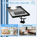 Luckyone Bedside Shelf Metal for Bunk Bed & Top Bunk, Clip On Nightstand, Bed Side Table Tray Organizer, College Dorm Room Essentials with Hook, Cord Clip and Cup Holder