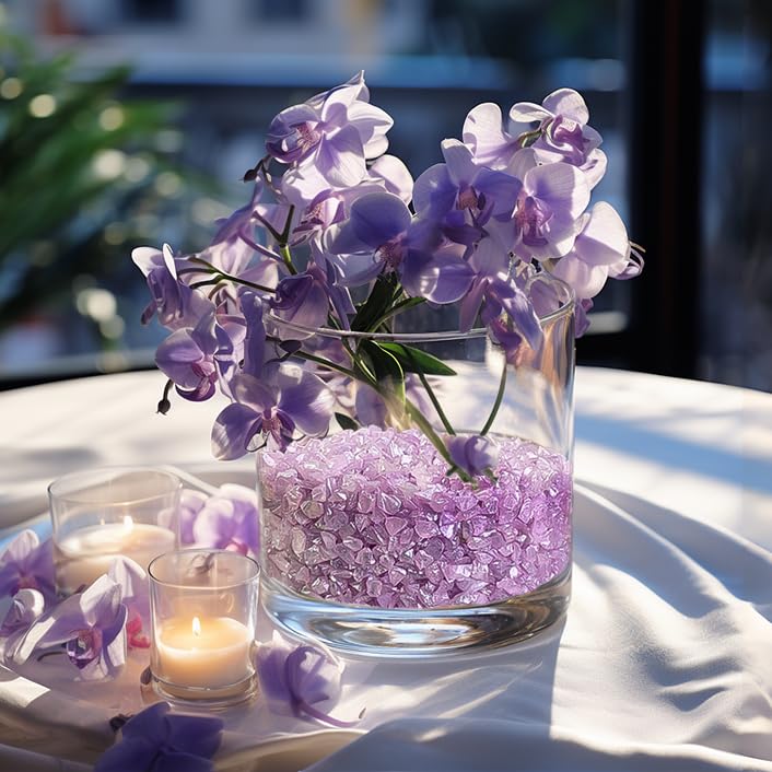 HappyFiller 1.3 Pound Crushed Glass Broken Pieces for Epoxy Resin Arts,Crafts,Garden Landscape,Succulent Soil Cover Gravel,Vase Filler,Candle Holder Decoration,Lavender(Purple) - color: Lavender