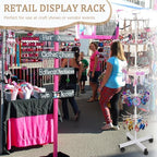 5-Tier Metal Spinning Display Stand Rack with Wheels, Keychain Jewelry Stocking Hat Display Stand, White - color: White
