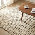 Art Object Handknotted Wool Area Rug Multi Sizes Ivory Polka Dot Pattern Hand Woven Carpet for Living Room Bedroom - Soft Pile Pet Friendly Home Decor Made in India - size: 9' x 6' (Rectangular)