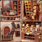 Fsolis Book Nook Kit - DIY Miniature Kit for Adults Tiny House Booknook British Style Bookshelf 3D Wooden Puzzles Gifts for Women Readers Book Lovers (Thames Bookstore) - style: Thames Bookstore