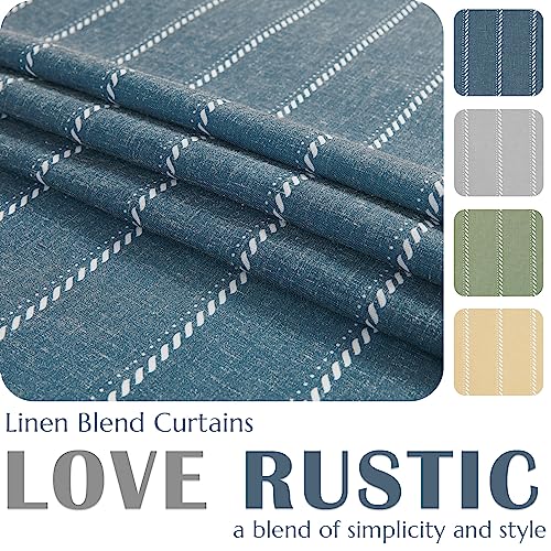 jinchan Nautical Striped Linen Kitchen Curtains 24 Inches Farmhouse Tier Cafe Curtains for Living Room Bathroom Laundry RV Rustic Half Window Light Filtering 2 Panels Dusty Navy - color: Nautical Striped Blue, size: 26"W x 24"L (Pack of 2)
