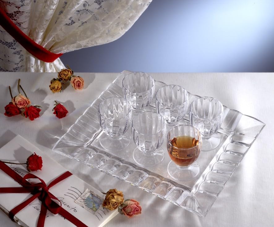Barski Glass Tray – Rectangular Serving Platter 8.75" L x 6.75" W – Clear Glass – Elegant Tableware for Appetizers, Desserts, Snacks – Made in Europe