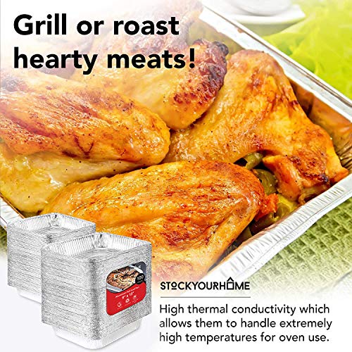 Aluminum Pans 9x13 Disposable Foil Baking Pans (Pack Of 100) - Half Size Steam Table Deep Pans - Tin Foil Pans Great for Cooking, Heating, Storing, Prepping Food, Stock Your Home - size: 100 Pack