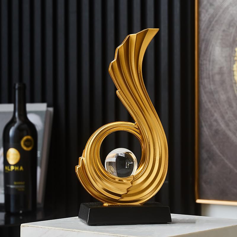 Modern Golden Abstract Art Sculpture, Gold Entryway Table Accents, Resin Statue–Crafted Decor for Living Room, Office & Coffee Table Accents - color: G