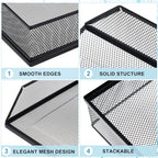 Hicarer 2 Pcs Black Metal Letter Tray Stackable Desk Tray Single Wire Mesh Organizer Front Load File Paper Holder for Desktop Office Home School Classroom (9.84 x 12.8 Inch) - size: 9.84 x 12.8 Inch