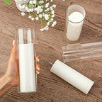 Didaey 3 Sets White Pillar Candles and Glass Candle Holders, Clear Cylinder Vases for Slim Pillar Candles Wedding Centerpieces