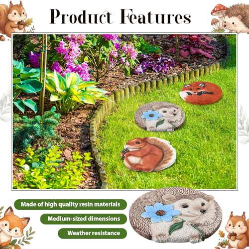 Cinnvoice 3 Pack Garden Stepping Stone Outdoor, Decorative Dimensional Resin Stepping Stones for Patio Pathway Landscaping Walkway Sculpture Yard Backyard Lawn(Animal,10 Inches) - size: 10 Inches, style: Animal