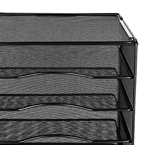 Amazon Basics 5-Tier Mesh Desk Organizer, File Holder, Paper Sorter for Office Supplies, Mail, Documents, 13.6 x 9.5 x 12.8 inches, Black