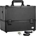 Joligrace Makeup Train Case Professional Adjustable - 6 Trays Cosmetic Cases Makeup Storage Organizer Box with Lock and Compartments 14 Inch Large Black - color: 3.Black