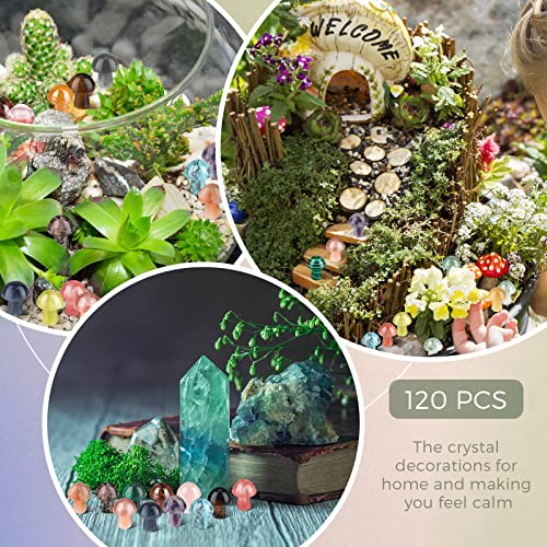 120 Pieces Crystal Mushroom Sculpture Decor Bulks Hand Making Mushroom Crystals Gemstone Quartz Mushrooms Polished Crystal Cute Mushrooms Crystals Stones Decor for Witchcraft Meditation Garden Home