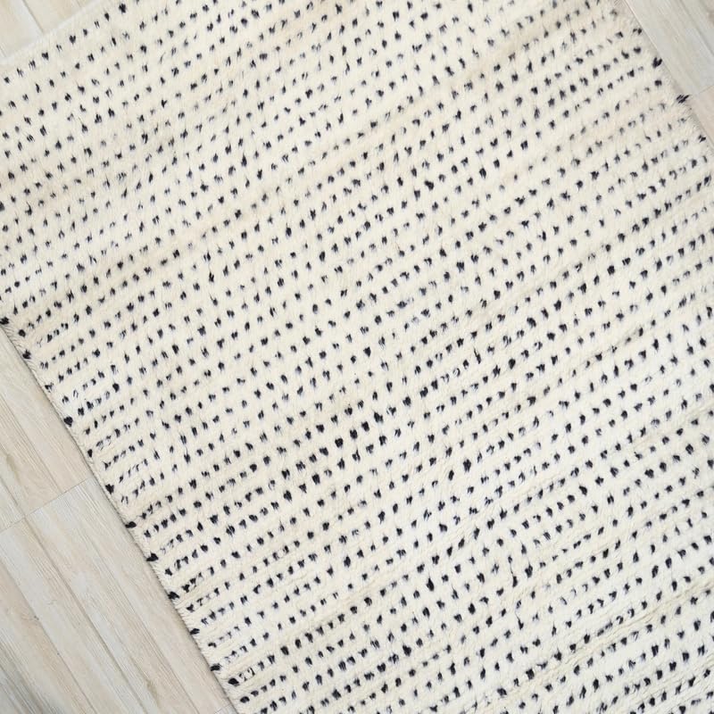 Art Object Handknotted Wool Area Rug Multi Sizes Ivory Polka Dot Pattern Hand Woven Carpet for Living Room Bedroom - Soft Pile Pet Friendly Home Decor Made in India - size: 12' x 9' (Rectangular)