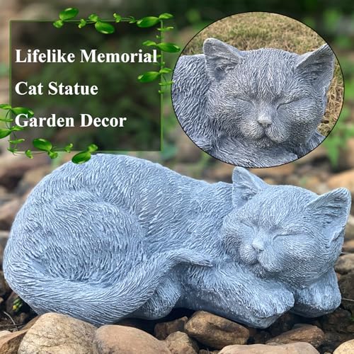 Cat Memorial Stone Garden Decor Outdoor Statue, Figurine Sculpture for Patio, Porch and Lawn, Sleeping Cat Decoration, Gifts for Mom - color: Sleeping Cat（stone）