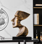 Decorative Modern Abstract Profile Sculpture, Contemporary Home Decor Resin Statue on Black Base