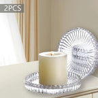 2PCS Clear Glass Pillar Candle Plates，Round Glass Candle Holder，Small Candle Holders for Pillar Glass 3" for Dinning Wedding Party Table Centerpiece