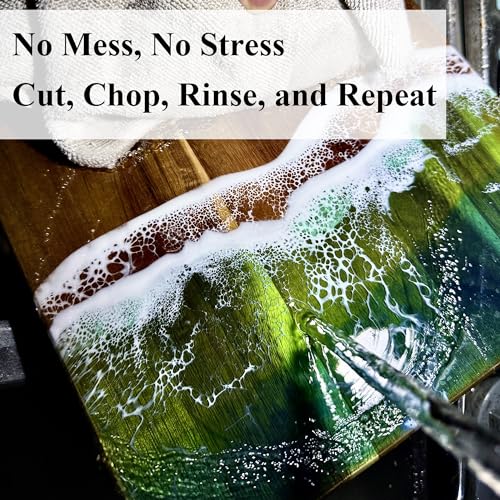 Handcrafted Acacia Wood Cutting Board Resin Blue Wave Pattern for Kitchen Meal Prep and Serving Versatile Cheese & Charcuterie Board for Meat Vegetable Fruit Gift 15x10 Inch