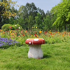 Mushroom Resin Statue Stool Over Sized Sculpture Courtyard Lawn Pond Ornament Garden Outdoor Patio Stool Decoration Red 13.3'' High - size: 13.3'' High