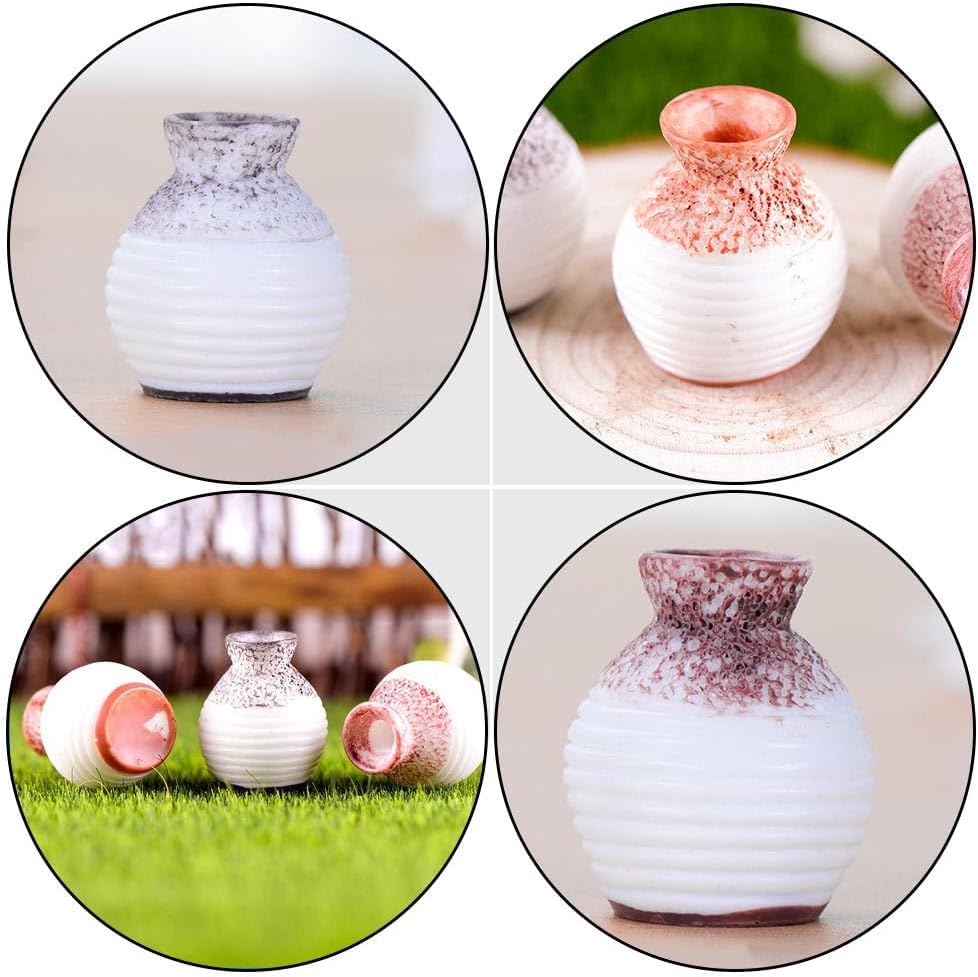 6Pcs Mini Bud Vases - Tiny Resin Flower Vases, Micro Landscape DIY Decor, Moss Succulent Ornaments, Fairy Garden Accessories, Home Tabletop Decoration, Gift for Plant Lovers