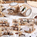 Retisee Wedding Candle Favors for Guests Bridal Shower Wood Memorial Tealight Candle Holder Thank You Gifts Handmade Candles for Wedding Baby Shower Housewarming Table Centerpiece(16 Sets)