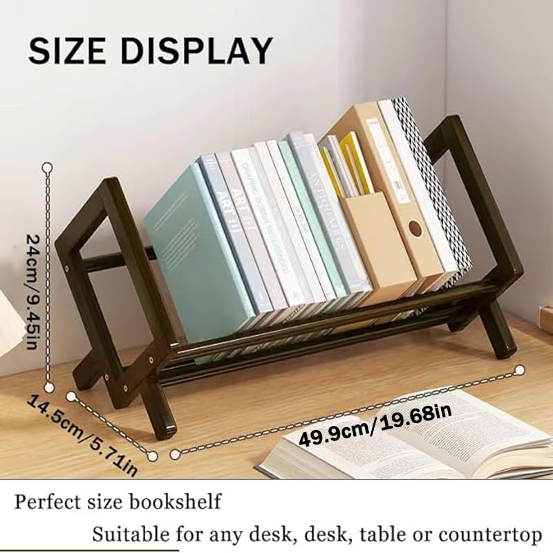 Wood Tilting Bookcase in Living Room/Home/Office, Desktop Book Shelf Organizer Bookshelves Storage Rack for CDs/Magazine/Books Display (Coffee, 19.68"-L) - color: Coffee, size: 19.68"-L