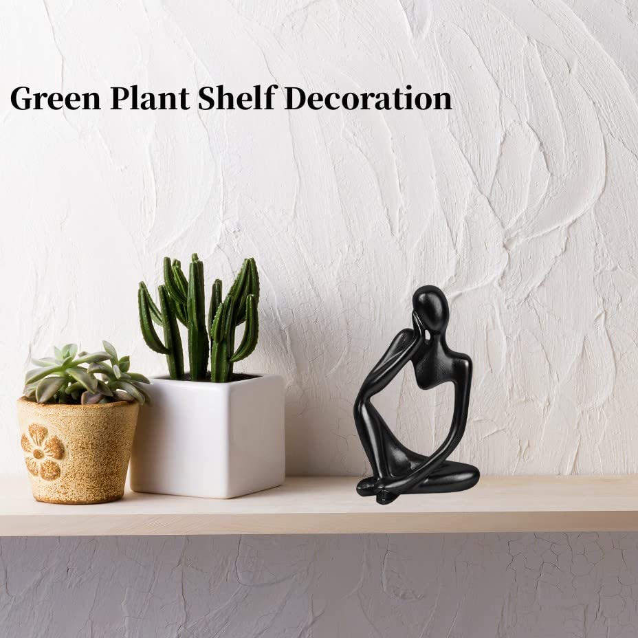 Prettidecor Home Decor Thinker Statue Accents, Set of 3 Thinker Sculptures Office Decor Modern Abstract Resin Decoration on Shelf Table Desk for Living Room Office Bedroom (Large Black) - color: Black, size: Large