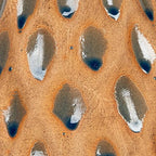 Creative Co-Op 6.5 Inches Debossed Terra-Cotta 3 Inches Pillar, Natural and Blue Candle Holder, Terracotta