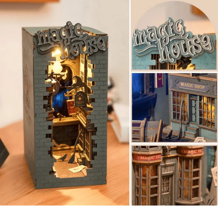 Rolife DIY Book Nook Kit Magic House, DIY Miniature Booknook Kit 3D Creative Decorative Bookend Bookshelf Insert 3D Puzzles for Adults, Halloween/Christmas Decorations/Gifts for Adults (Magic House) - color: TGB -Magic House