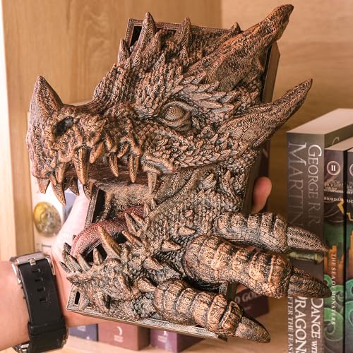 Dragon Book Nook 3D Printed, Fantasy Horror Book Shelf Hand-Painted Retro Theme, Decorative BooknookTabletop Prop Bookends