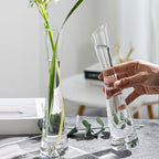 Hand Made Blown Art Bud Glass Vase Single Stem Cylinder Vases Decorative Glass Bottles for Flowers Centerpieces Wedding Party Home and Office Décor