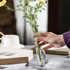 Hand-Made Blown Bud Vase Clear Small Glass Flower Vase Single Stem Vases for Home Wedding Decor 7.87inch Height - size: 20cm/7.87inch