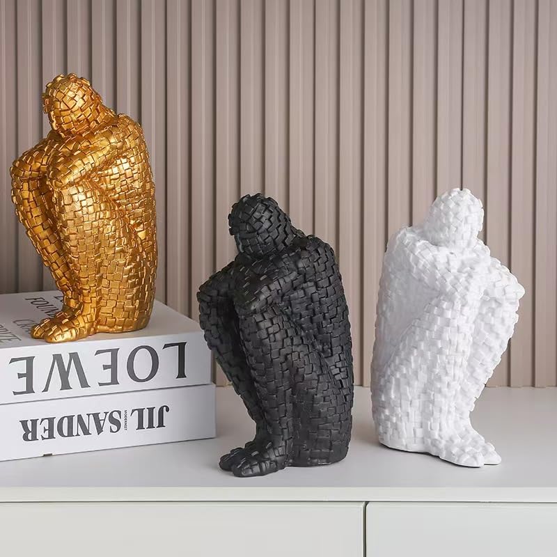 Modern Abstract Geometric Human Figure Sculpture, Contemporary Art Home Decor，3 Colors to Choose from (Gold) - color: Gold