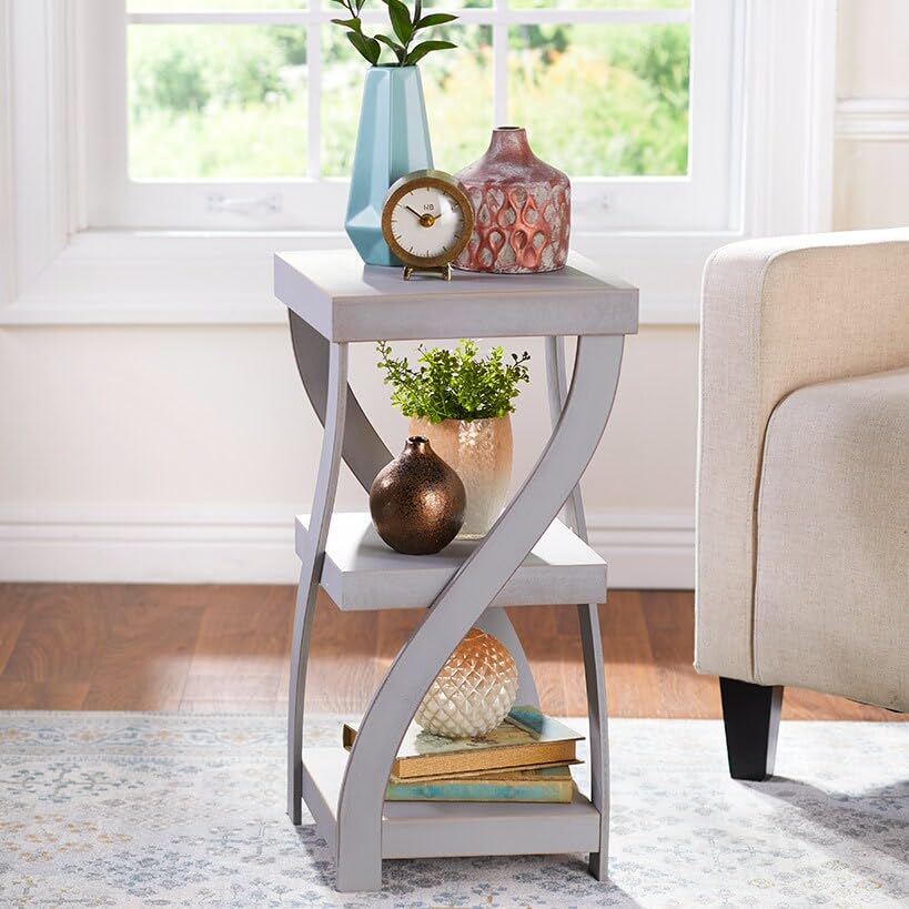 The Lakeside Collection Distressed Twisted Wood Accent Table - Walnut - color: Walnut