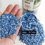 HappyFiller 1.3 Pound Broken Crushed Glass 3-7mm Fairy Garden Succulent Gravel Soil Cover Mini Stone Pieces,Vase Filler,Candle Holder Decor Mini Rock,DIY Resin Art,Paint,Craft Glitter,Pacific Blue - color: Pacific Blue