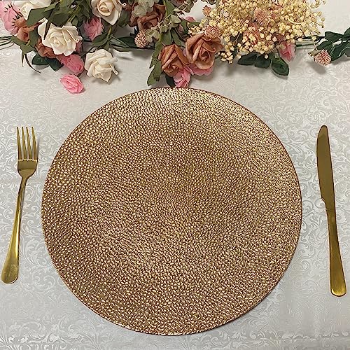 13inch Round Plastic Charger Plates,Set of 8,Charger Plates for Dinner,Wedding,Party,Event Decoration. (Bubble Gold) … - color: Bubble Gold