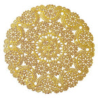 Juvale 60 Pack 10 Inch Gold Paper Doilies for Dining Table, Round Decorative Medallion Lace Placemats for Wedding