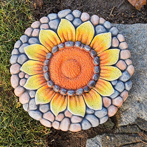 Sunflower Stepping Stones - Outdoor Garden Pavers for Walkway - Decorative Stones 9.5*9.5*0.7 Inch LC Lcdecohome - color: Yellow1