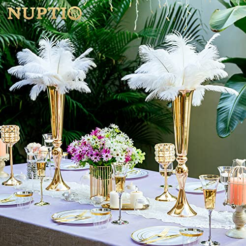 NUPTIO Gold Tall Centerpiece Table: 21.9" Trumpet Vases for Wedding Metal Flower Stand for Party Decorations Set of 2 - size: 2 Pcs