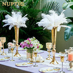 NUPTIO Gold Tall Centerpiece Table: 21.9" Trumpet Vases for Wedding Metal Flower Stand for Party Decorations Set of 2 - size: 2 Pcs