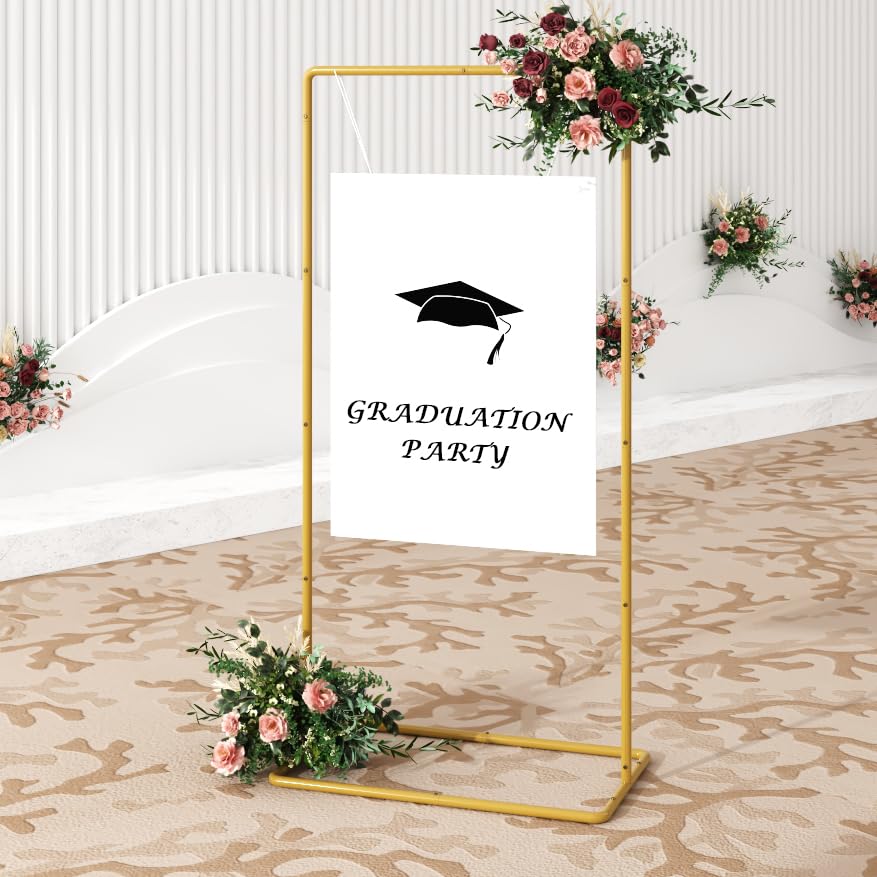 UDEAR Metal Wedding Sign Holder, Elegant Easel Stand Display Frame for Welcome Signs, Seating Charts, Floral Ceremony Decor, Birthday Party Signage, Gold