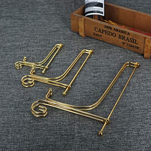LIONWEI LIONWELI 6 Pack Iron Display Stand,Gold Iron Easel Plate Holder Stand for Displaying Pictures, Plates, Books and Arts (4, 6, 8 inch) - color: Gold