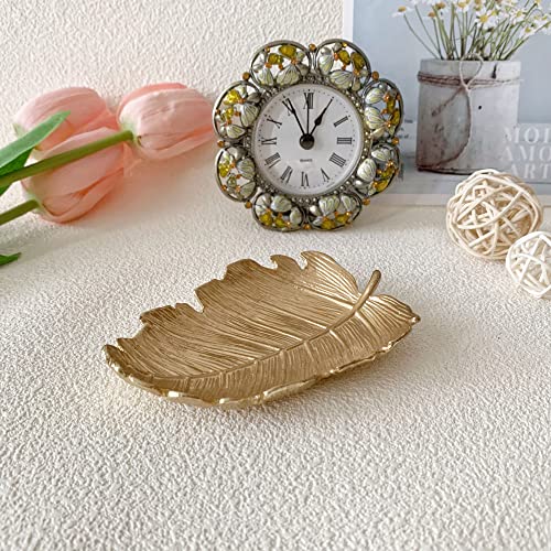 Small Leaf Shaped Trinket Dish, Decorative Gold Jewelry Dish Tray, Ring Hodler Dish Jewelry Organizer - color: Elm Leaf