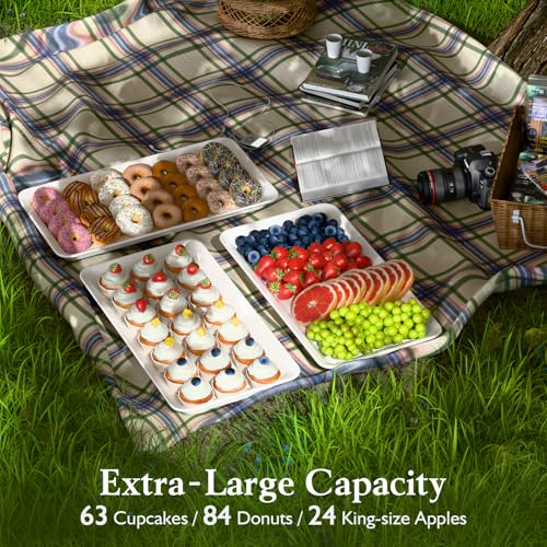 Extra Large 3-Tier Melamine Serving Tray Set and Cupcake Stand for Party Events, 17" Platters with Tiered Stand, Holds 63 Cupcakes, Food, Dessert, and Fruit, 24K Gold-Plated - color: Gold, size: 17" x 8.7"