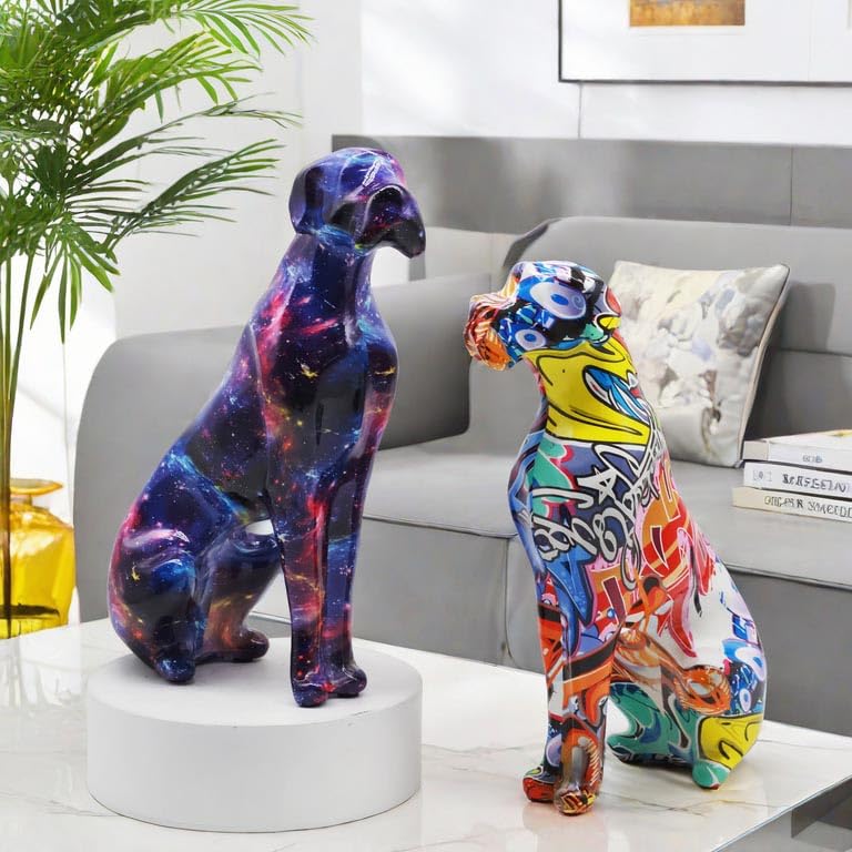 Graffiti Dog Statue, Abstract Resin Art Figurine Graffiti Decorations for Living Room, Christmas Decorations, Housewarming Gifts for Office Desk Table Top Bedroom Book Shelf Abstract, Color - color: Graffiti