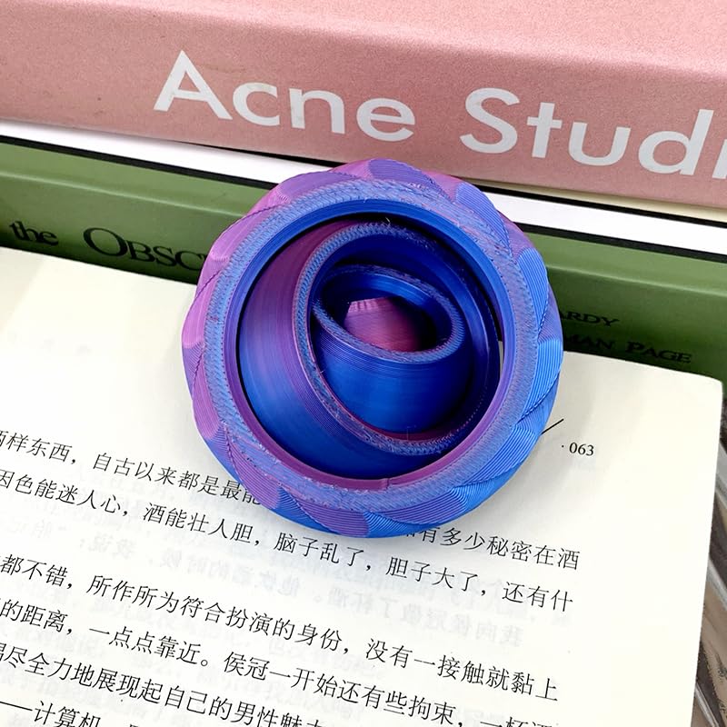 3D Rotating Gyroscope Sculpture - Sculpted Desktop Decor, Personalized Home Office Gifts for Men and Women (Fathers, Husbands, Boyfriends) - color: Purple