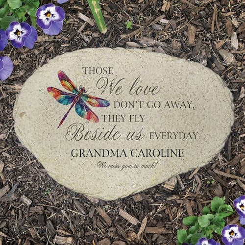 Personalized Memorial Garden Stone Dragonfly Those We Love Stay Beside Us Tribute - color: Dragonfly, size: Large
