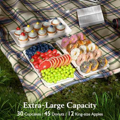 3-Tier Melamine Serving Tray Set, 14"x7" Platters for Serving Food, White Reusable Trays with Golden Metal Display Stand for Cupcakes, Sevring Food, Dessert, Fruit, Cookie, 24K Gold-Plated - color: Gold, size: 14" x 7"
