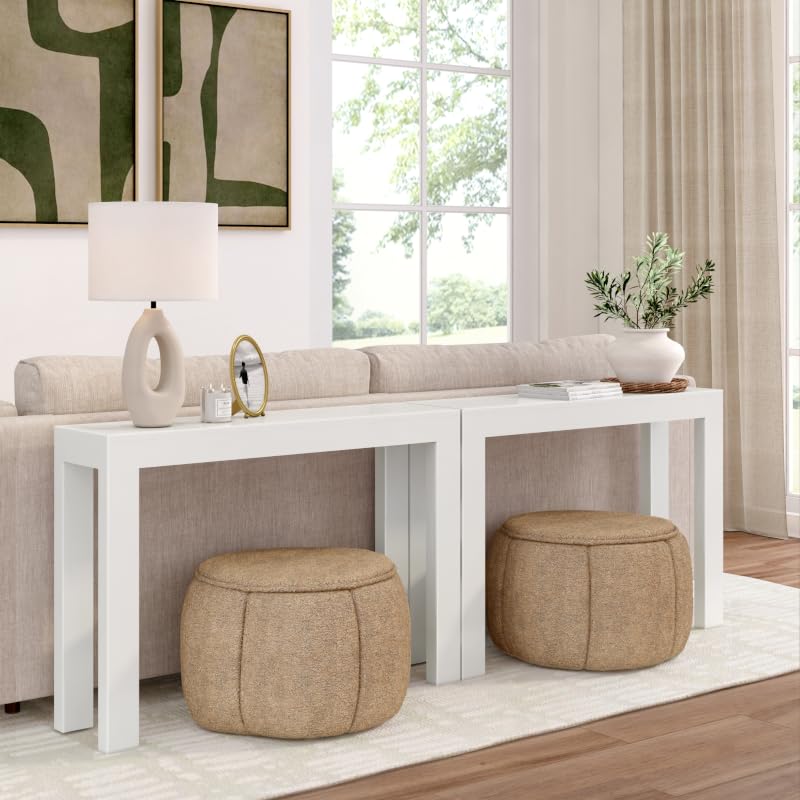 Plank+Beam Modern Solid Wood Console Table, 46 Inch, Sofa Table, Narrow Entryway Table for Hallway, Behind The Couch, Living Room, Foyer, Easy Assembly, White - color: White, size: 46 Inch