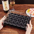 NBEADS 24 Shot Glass Tray Holder, Bar Acrylic Shot Glasses Holders Wine Glass Cup Serving Tray Cups Organizer Shot Glass Display Bar Accessories for Party, Bar, Club, Hole: 1.5" - color: Clear&black 24 Shot -- Hole: 1.5"